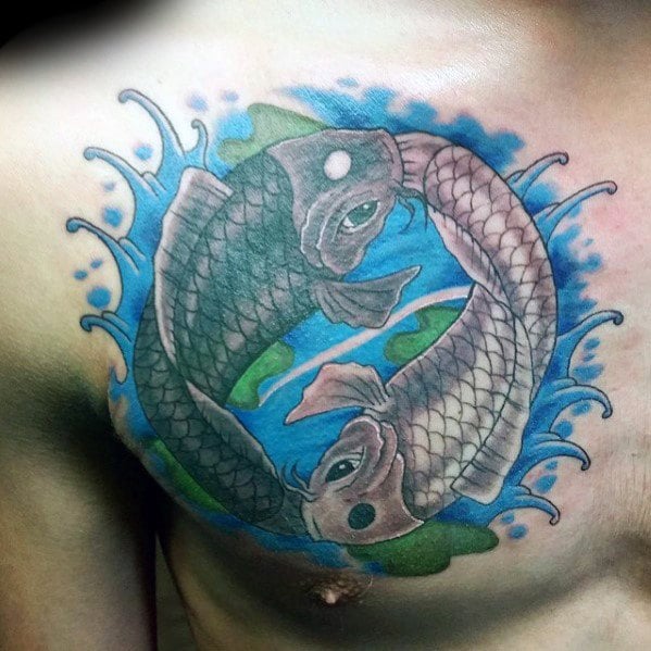 Koi-Fischen Yin-Yang bilden tattoo 08