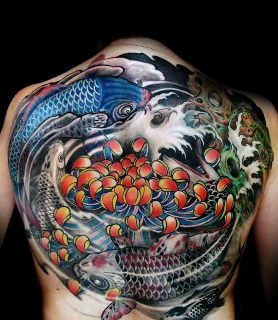 Koi-Fischen Yin-Yang bilden tattoo 10