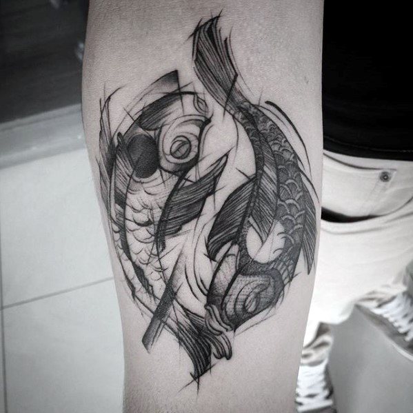 Koi-Fischen Yin-Yang bilden tattoo 20