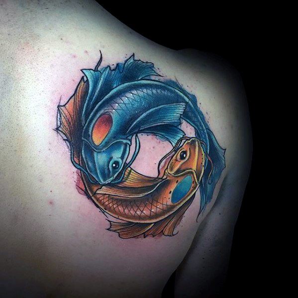 Koi-Fischen Yin-Yang bilden tattoo 70