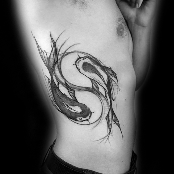 Koi-Fischen Yin-Yang bilden tattoo 78