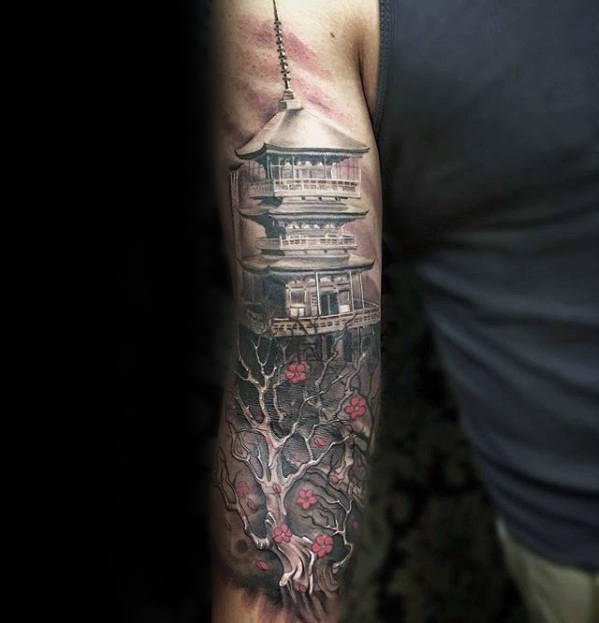 japanischer tempel schreine tattoo 13