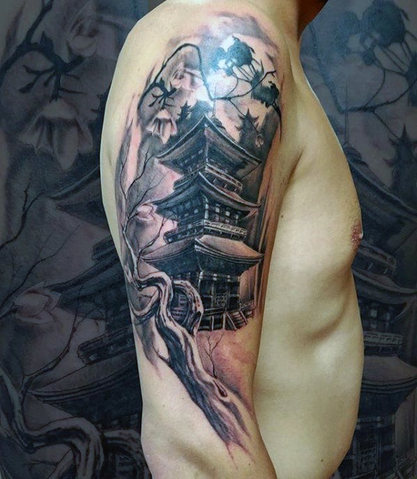 japanischer tempel schreine tattoo 15