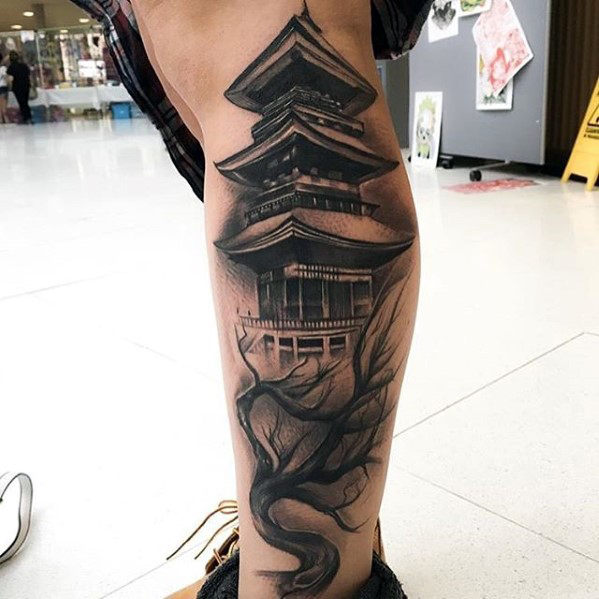 japanischer tempel schreine tattoo 71