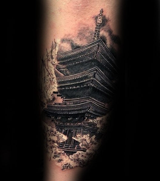 japanischer tempel schreine tattoo 79