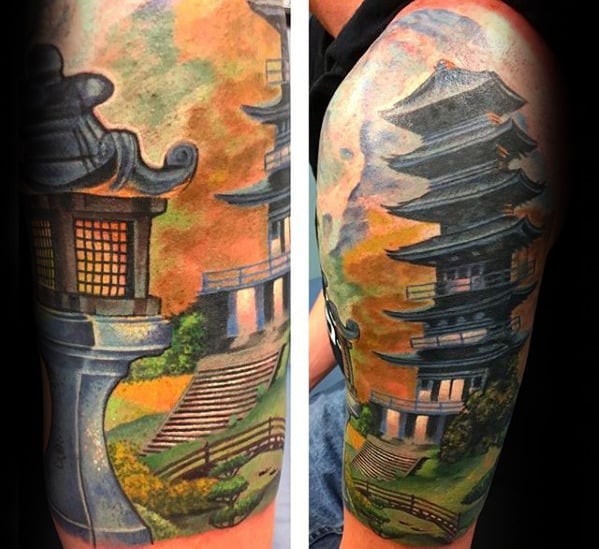 japanischer tempel schreine tattoo 89