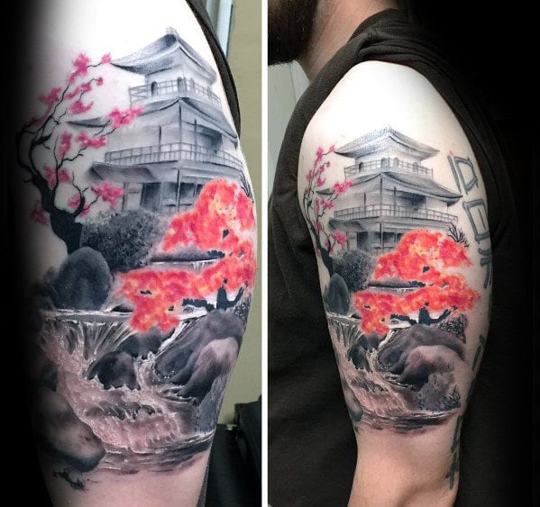 japanischer tempel schreine tattoo 91