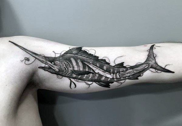 60 tatuajes del marlin o pez aguja (con el significado)