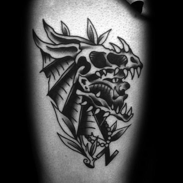 tatuaje calavera dragon 52