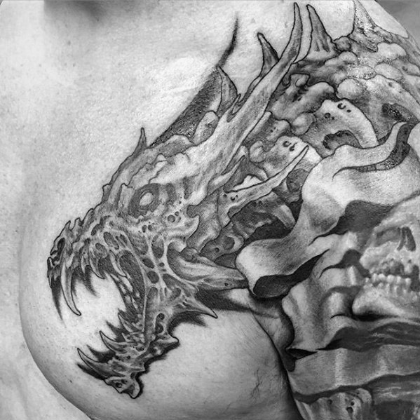 tatuaje calavera dragon 92