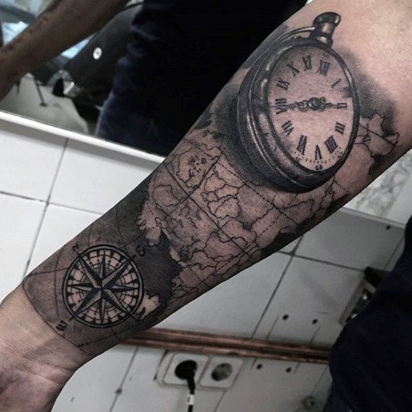tatuaje reloj de bolsillo 113