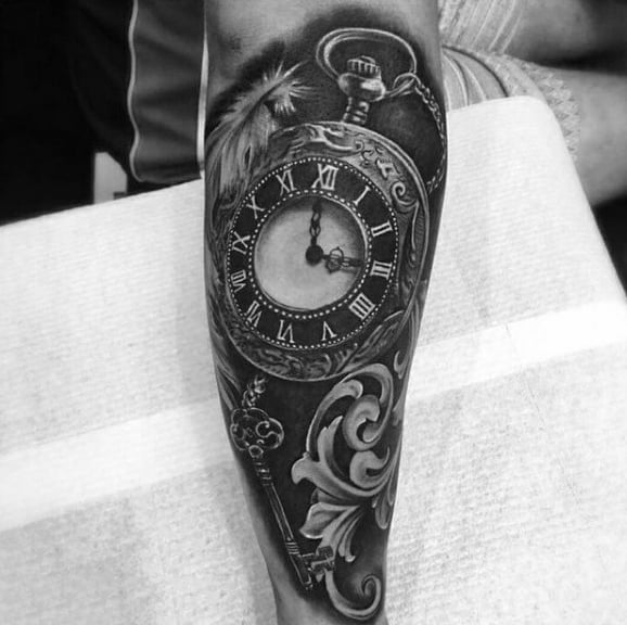 tatuaje reloj de bolsillo 85