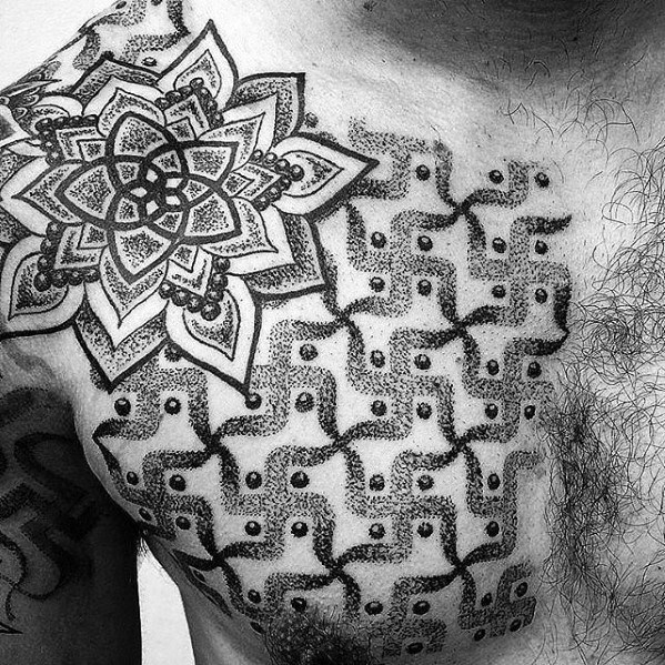 tatuaje geometrico pecho 10