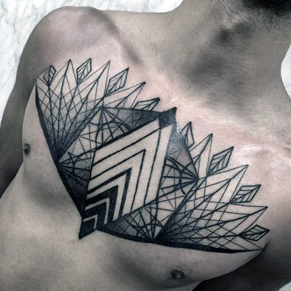 tatuaje geometrico pecho 72