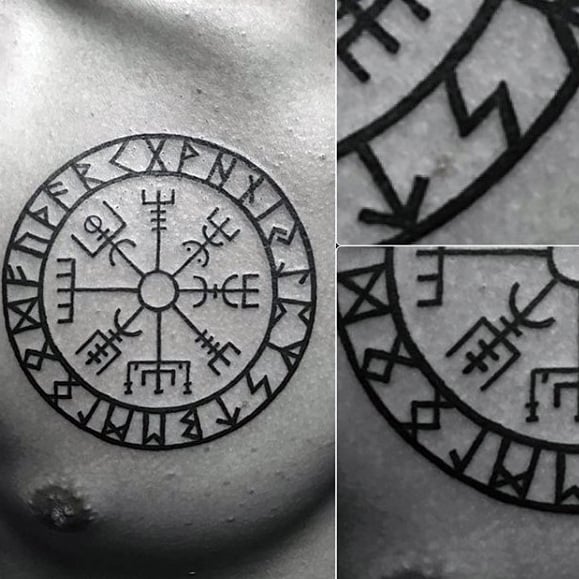 tatuaje brujula vikinga vegvisir 58