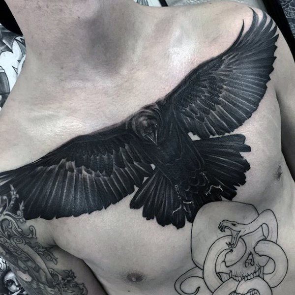 tatuaje cuervo negro para hombre 47
