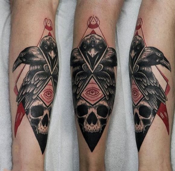 tatuaje cuervo negro para hombre 59