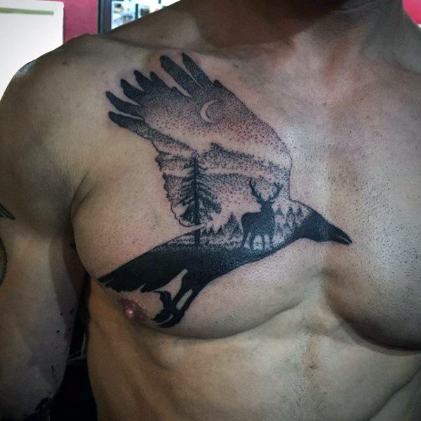 tatuaje cuervo para hombre 17