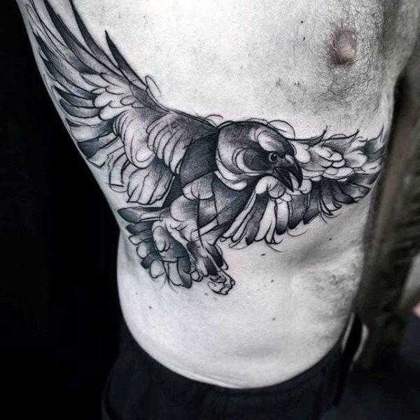 tatuaje cuervo para hombre 93
