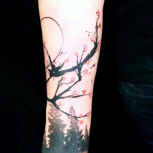 tatuaje flores del cerezo japonesas para hombre 01