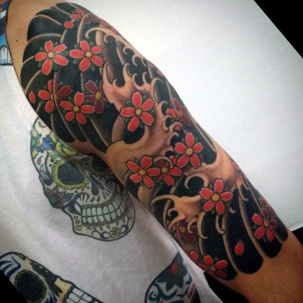tatuaje flores del cerezo japonesas para hombre 09