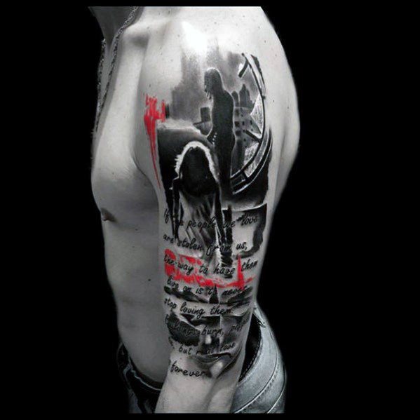 tatuaje rojo y negro para hombre 16
