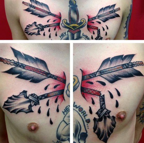 tatuaje tradicional flecha para hombre 34
