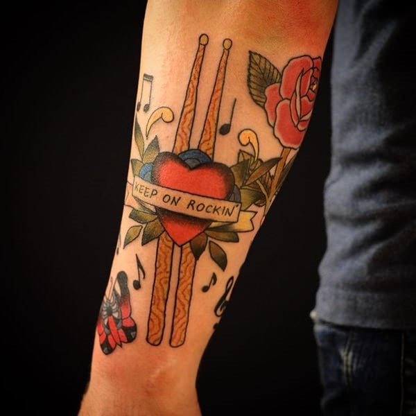 100 tatuajes MUSICALES: Instrumentos, bandas, cantantes etc