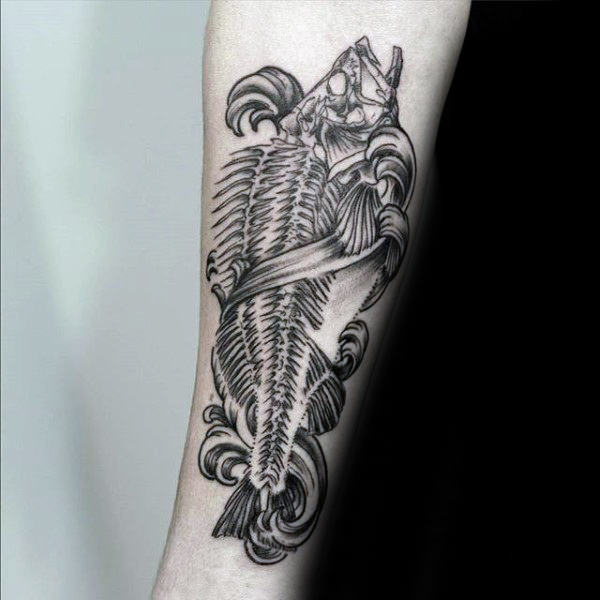 tatuaje esqueleto espina pescado 50