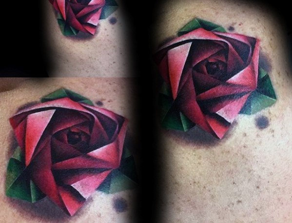 tatuaje rosa geometrica 35
