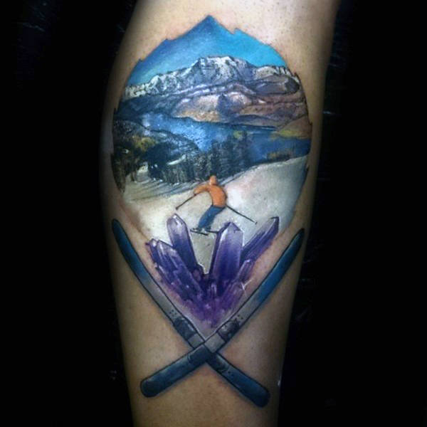 55 Tatuajes de ESQUÍ: Montañas, esquiadores, remontes y más