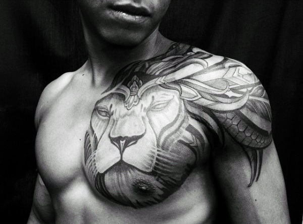 tatuaje leon estilo tribal 13