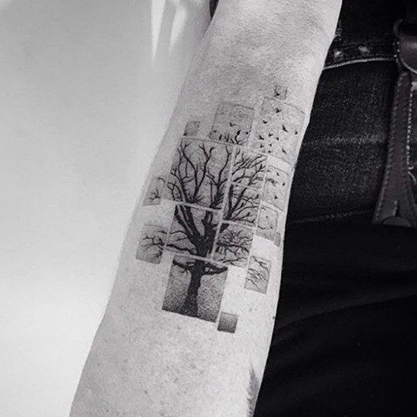tatuaje manga de arbol 113