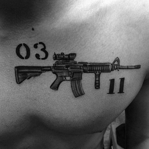 70 Tatuajes del fusil Colt AR15 (Con su significado)
