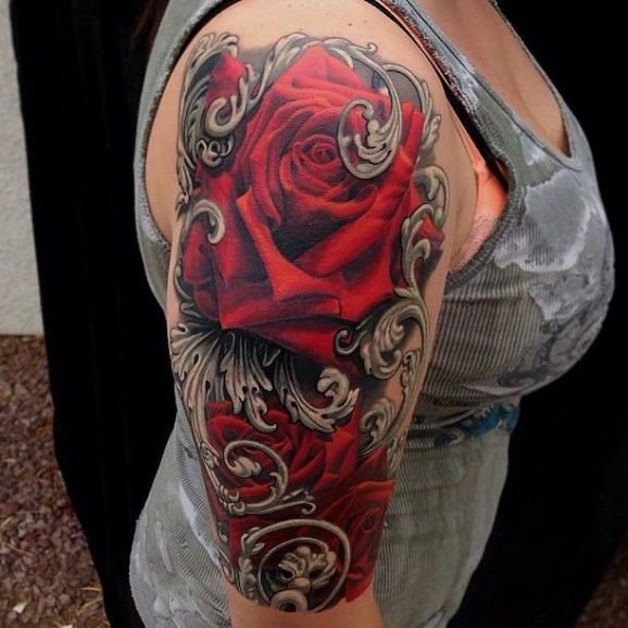Tatuajes De Rosas Para Mujer Brazo Hombro Tats