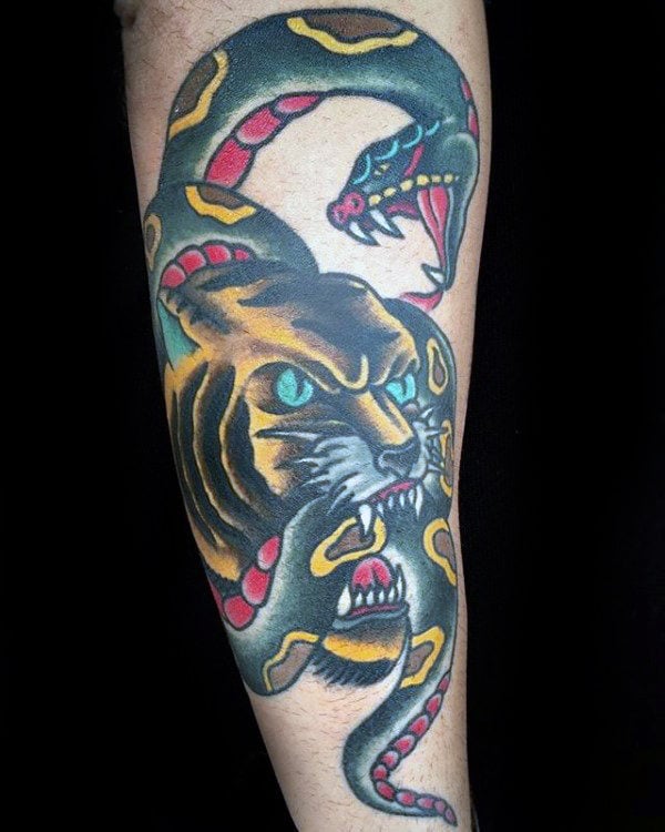 tatuaje tigre old school 123