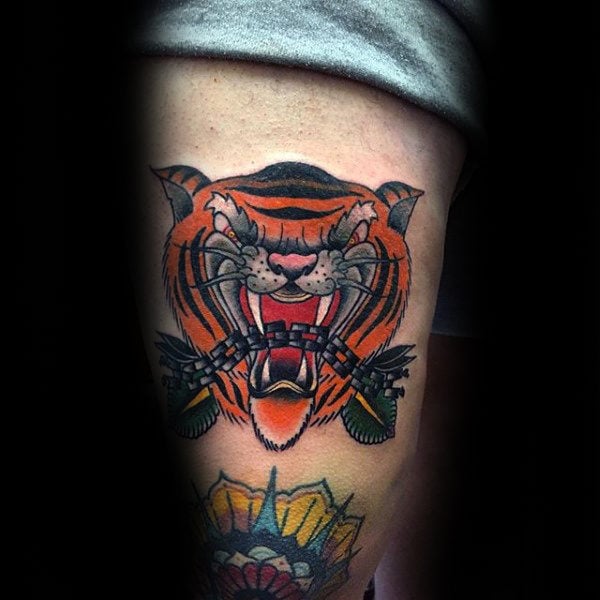 tatuaje tigre old school 141