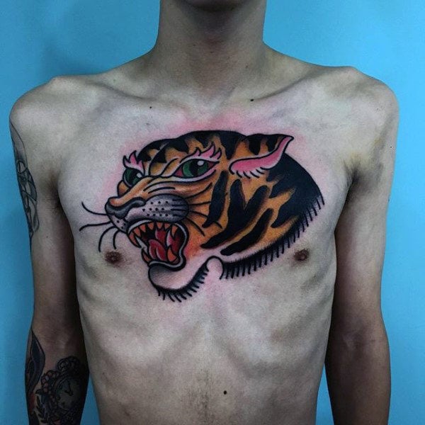 tatuaje tigre old school 145