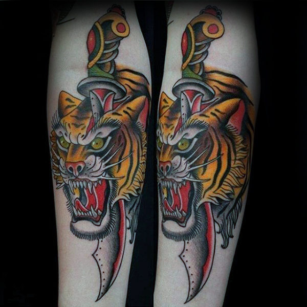tatuaje tigre old school 51