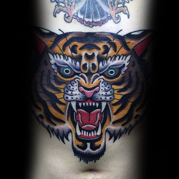 tatuaje tigre old school 69