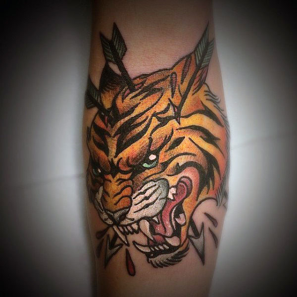 tatuaje tigre old school 79