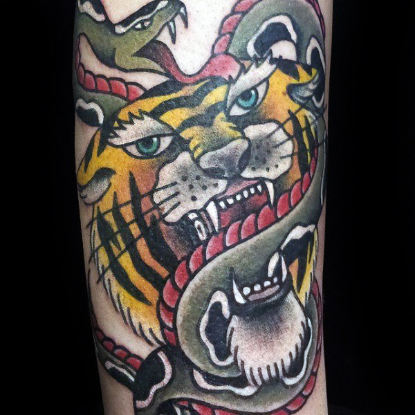 tatuaje tigre old school 87