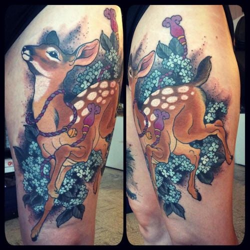 tatuaje ciervo mujer 45