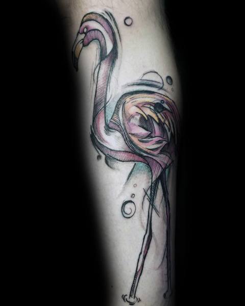 tatouage flamant rose 61