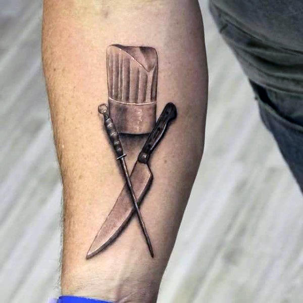 tatouage couteau de cuisine chef 91