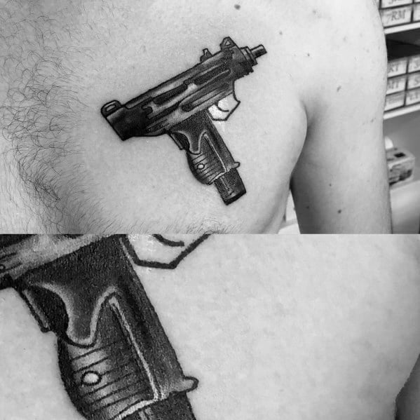 tatouage mitraillette uzi 59