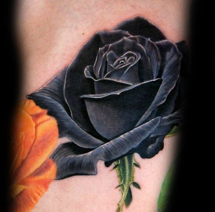 tatouage rose noire 133