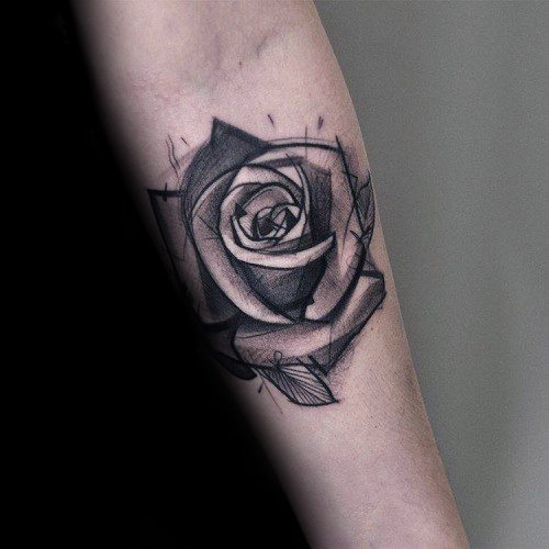 tatouage rose noire 178