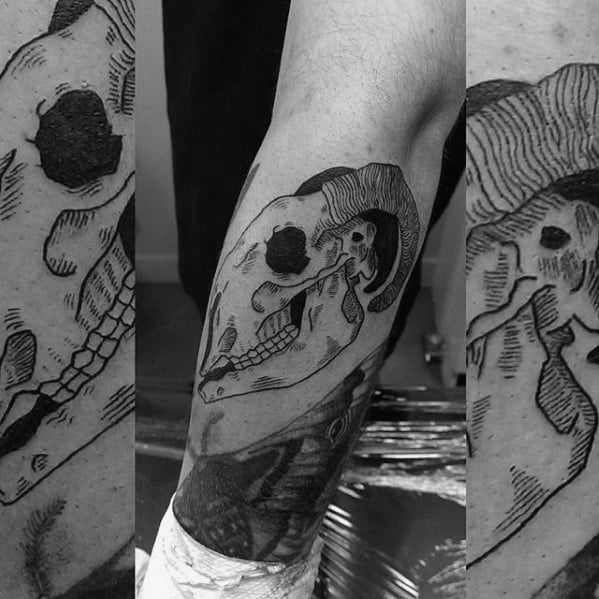 tatouage crane de chevre 56
