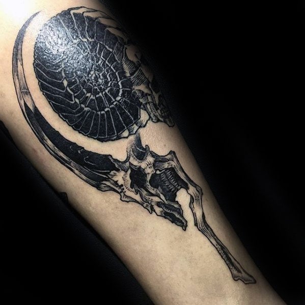 tatouage crane de chevre 86